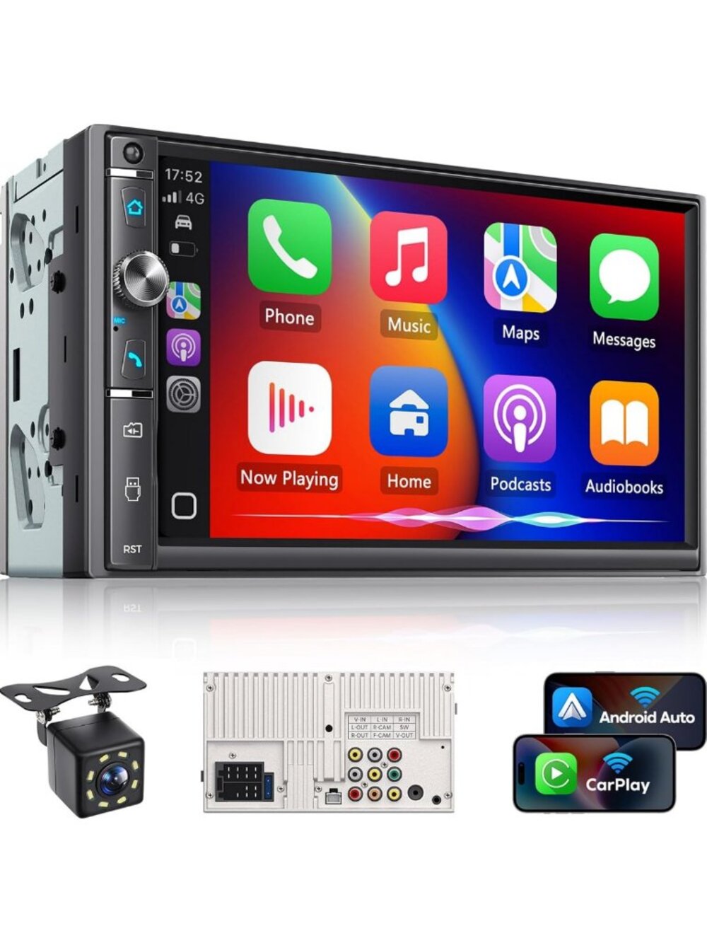 7" HD Touchscreen Car Stereo, Wireless Apple Carplay & Android Auto, Bluetooth